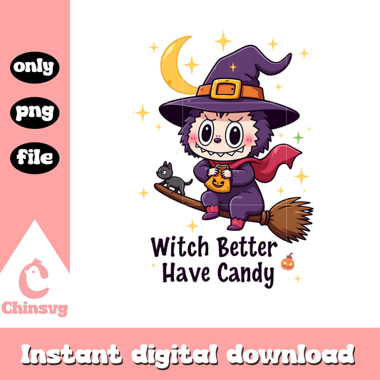Labubu witch better have candy design png, labubu doll png