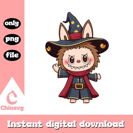 Labubu witch cosplay doll design png, labubu outfit png