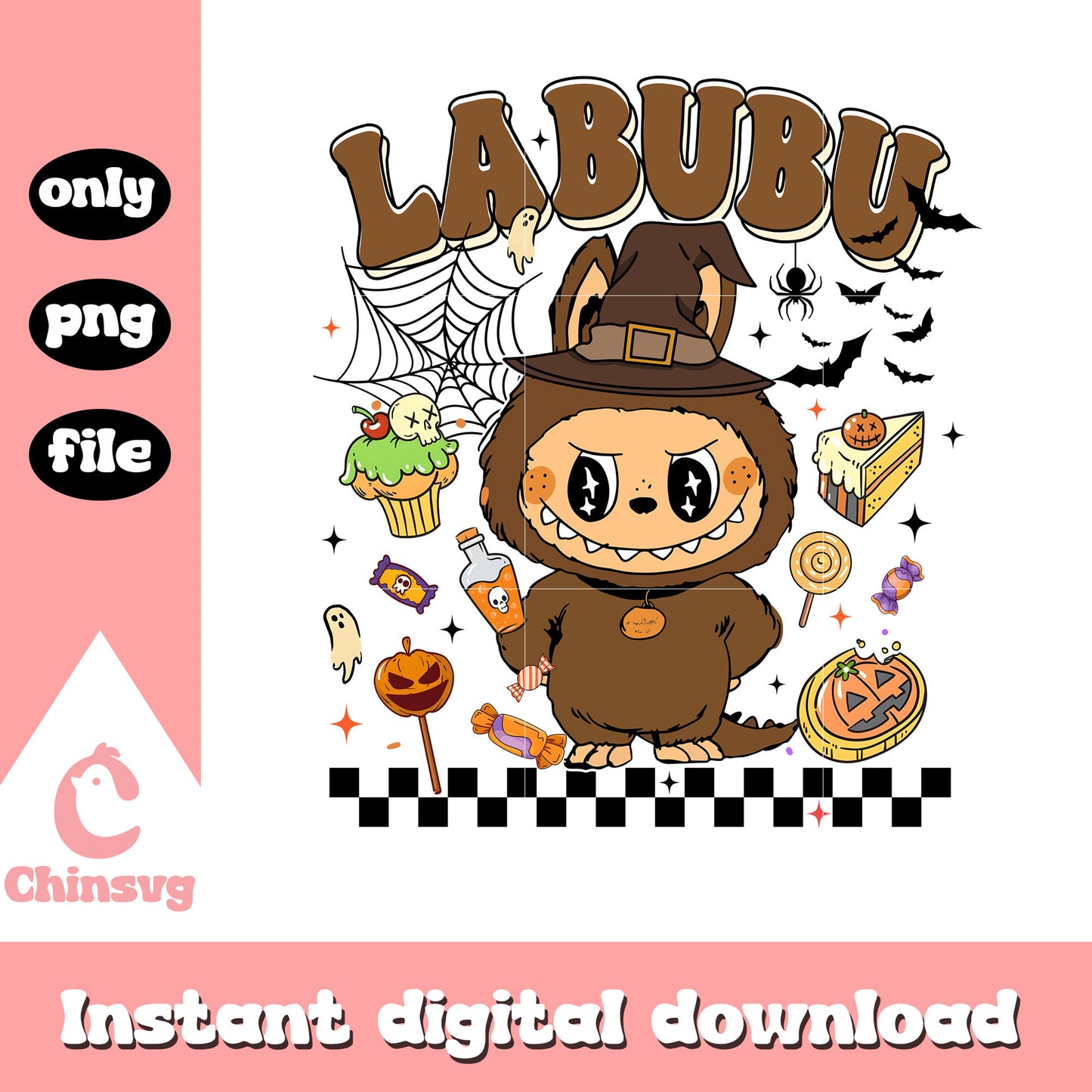 Labubu witch doctor clipart png, halloween labubu png