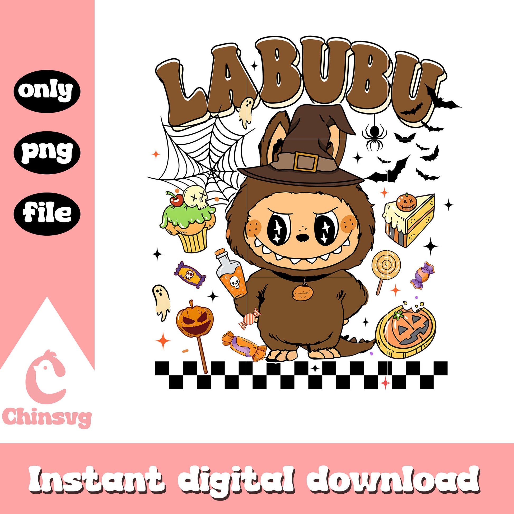 Labubu witch doctor clipart png, halloween labubu png