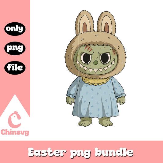 Labubu zombie slumber doll clothes design png, zombie png