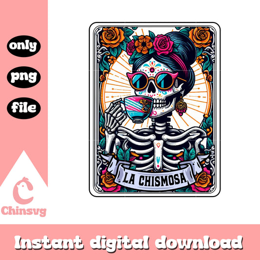 La chismosa card tarot png, woman skeleton png, tarot png