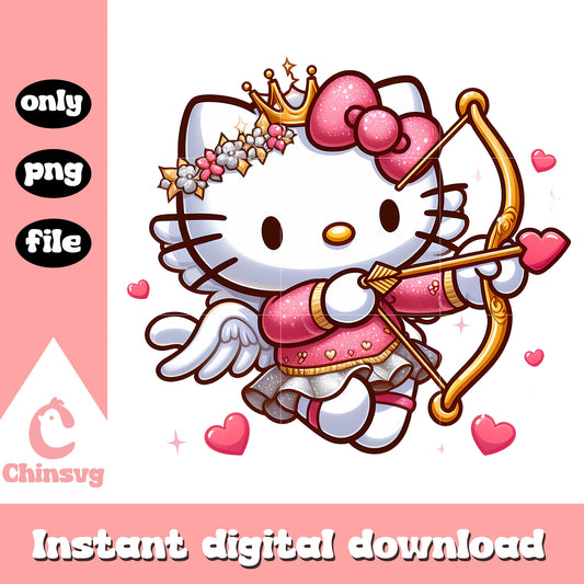 Lady cupid valentine day design png, valentine png, hello kitty png