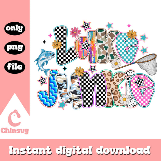 Lake junkie logo design png, vibes of summer​ png, summer holiday​ png