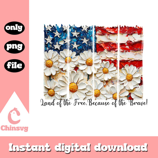 Land of the free america flag floral png, america flag png