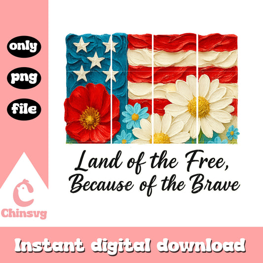 Land of the free collage picture flag floral png, 4th of july png