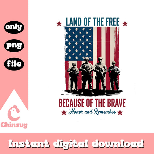 Land of the free honor and remember design png, free 4th of july png