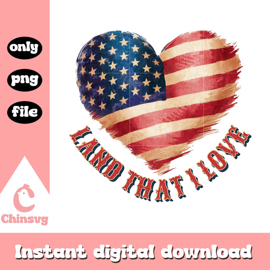 Land that i love red white and blue heart png, 4th of july holiday png