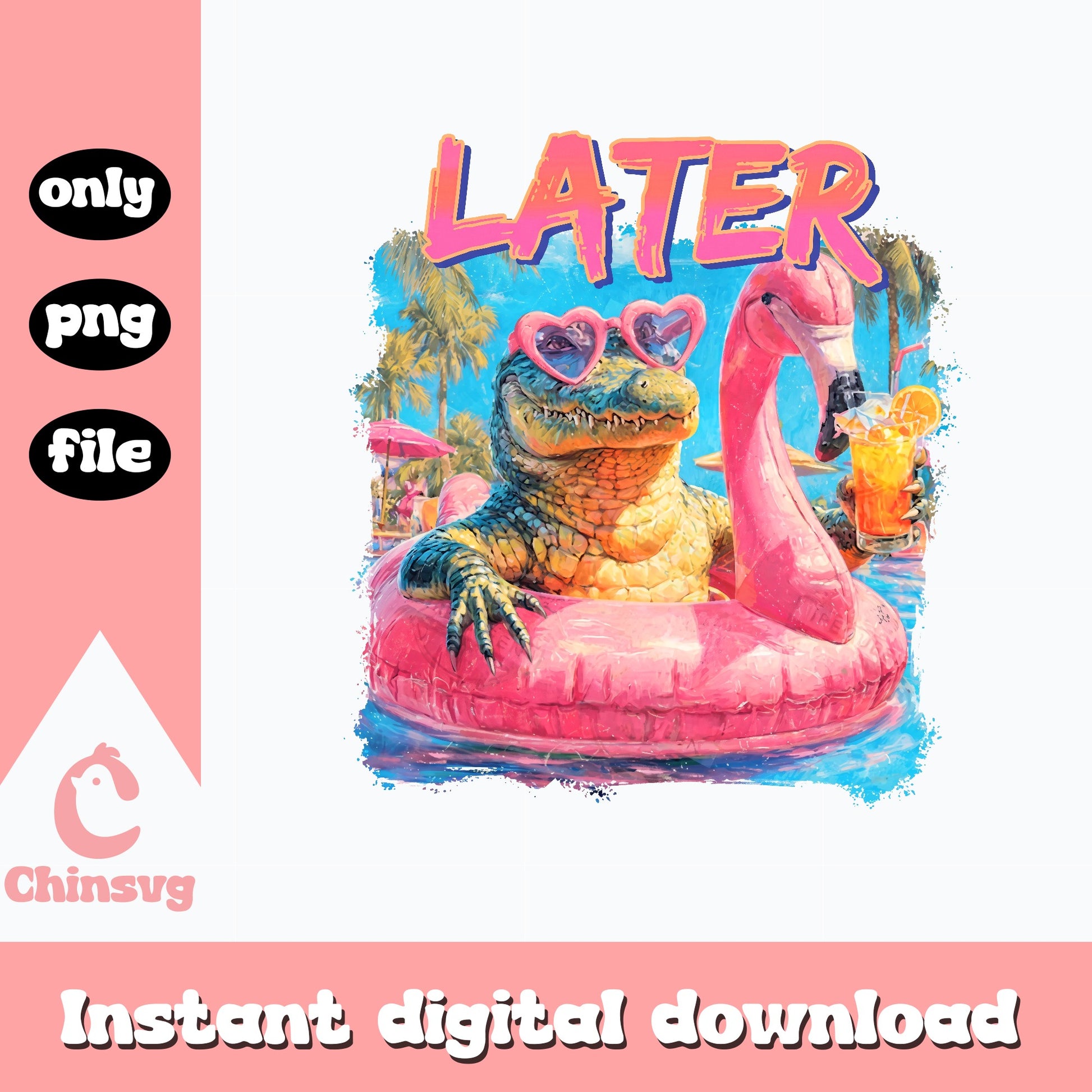 Later Alligator Summer Pool PNG, Funny Crocodile PNG, Summer PNG