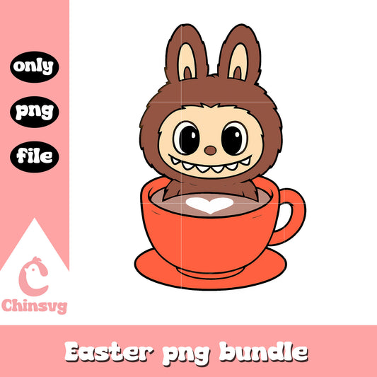 Latte cup labubu cute doll drawing design png, labubu art png