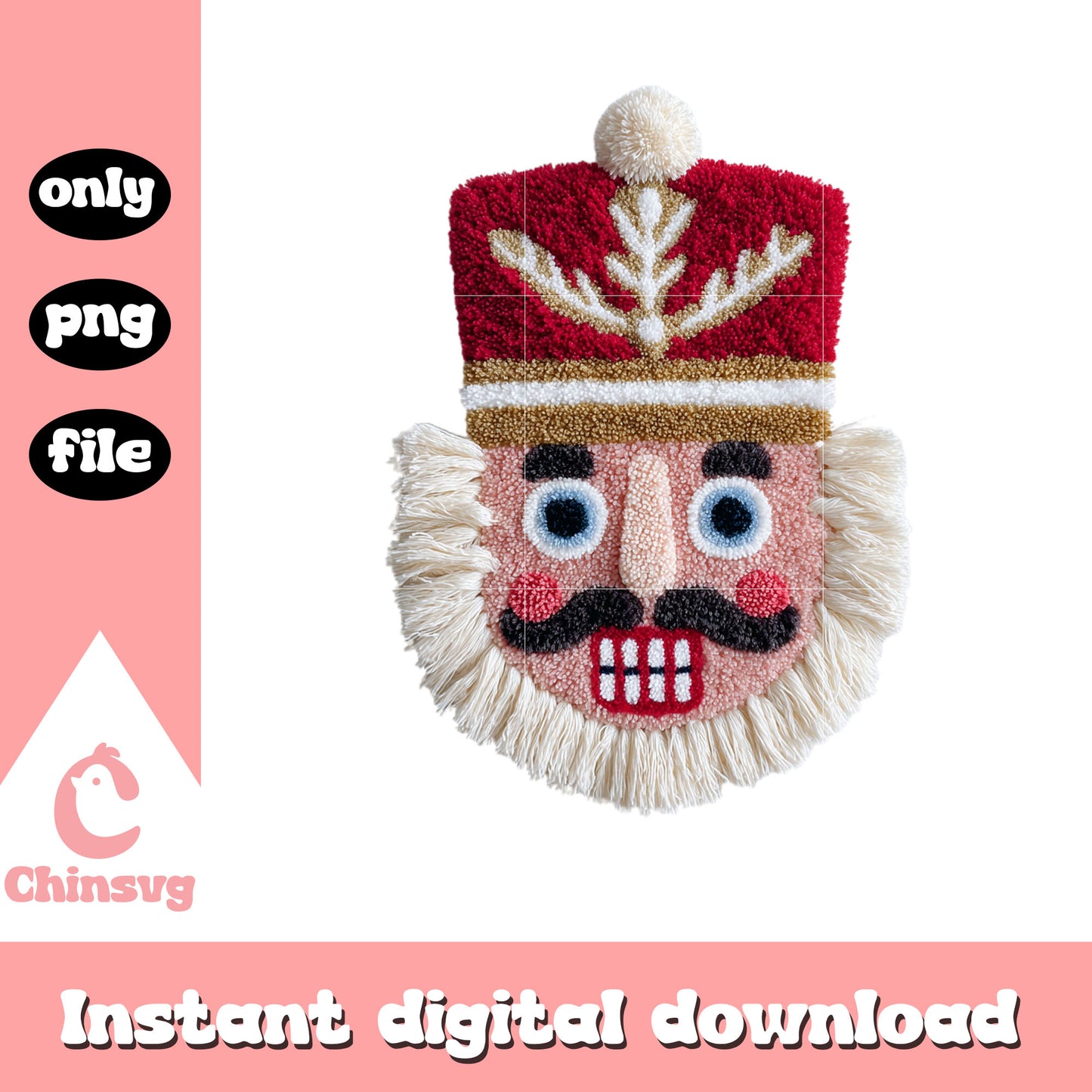 Lead figure face crochet design png, christmas symbols png