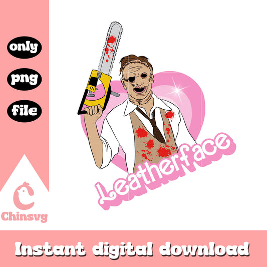 Leatherface heart cute design png, leatherface png, halloween png