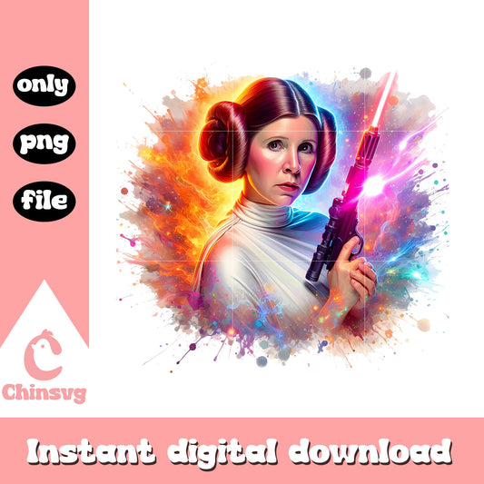 Leia watercolor design png, star wars leia png, watercolor png