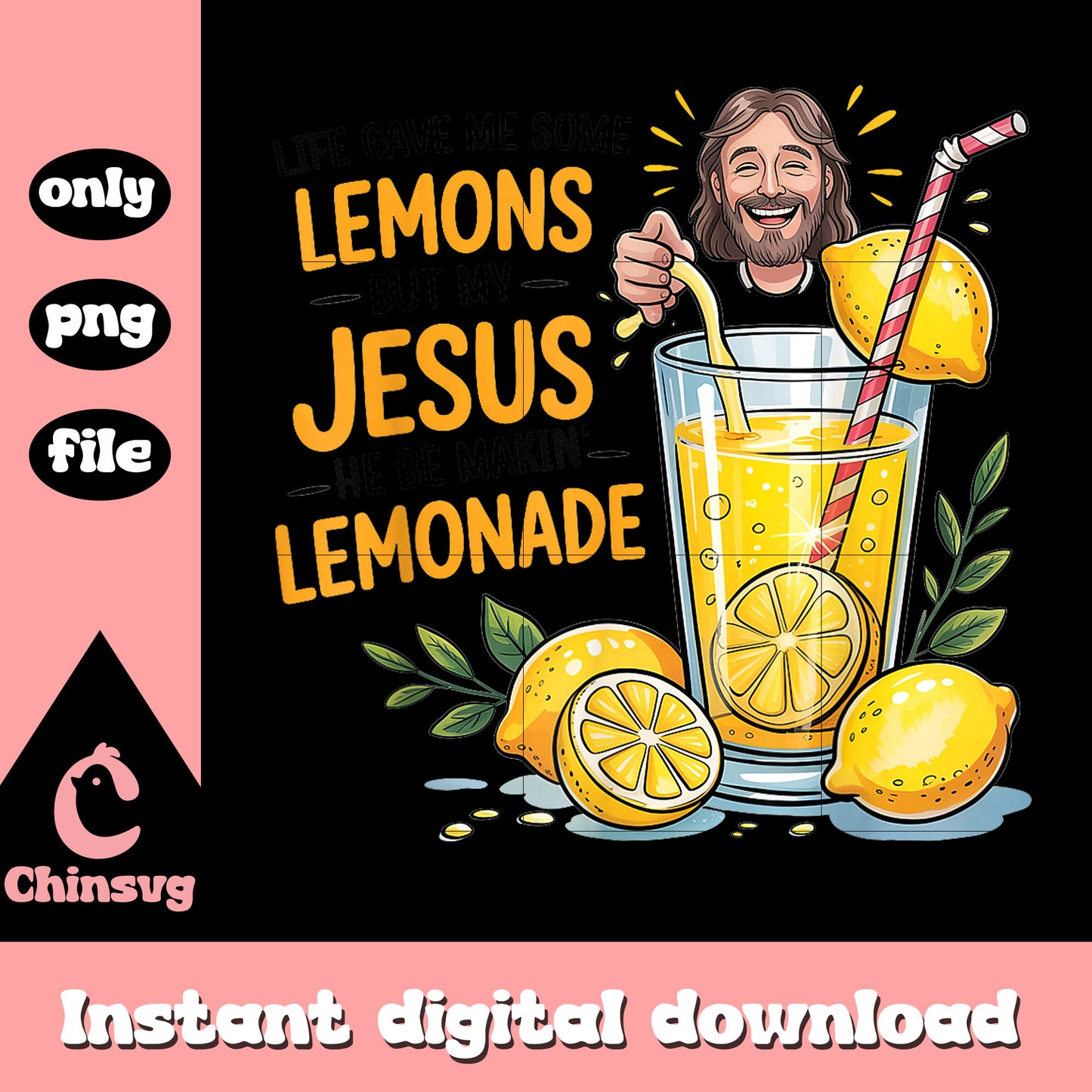 Lemon jesus lemonade jesus design png, i love jesus png