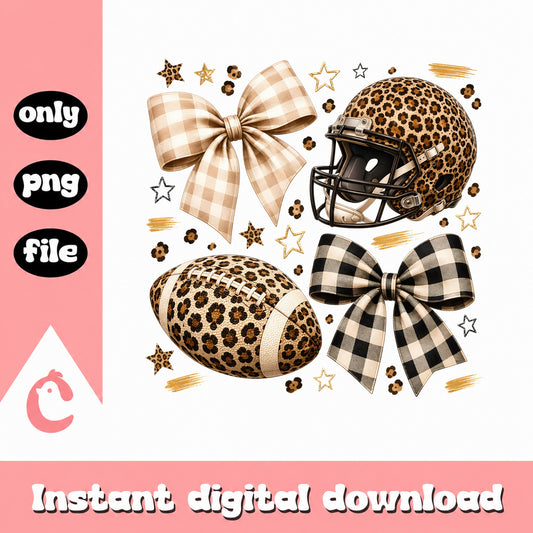 Leopard Football Coquette Bow PNG, Football Season PNG, Game Day PNG