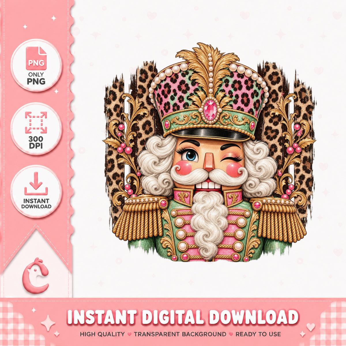 Leopard Nutcracker Christmas Clipart, Holiday Decor, PNG