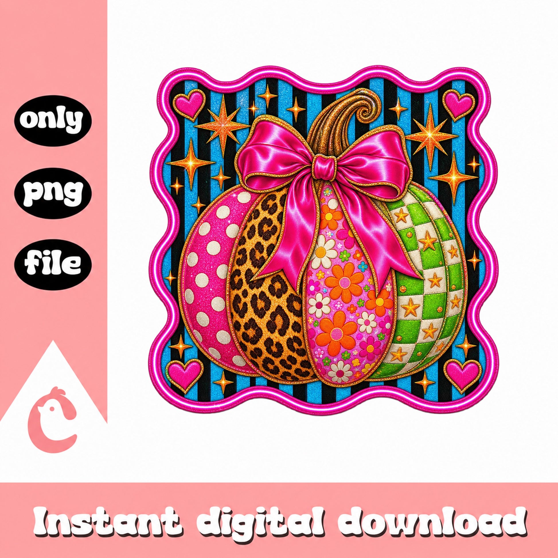 Leopard Pumpkin With Bow PNG, Fall Autumn Clipart, Sublimation PNG