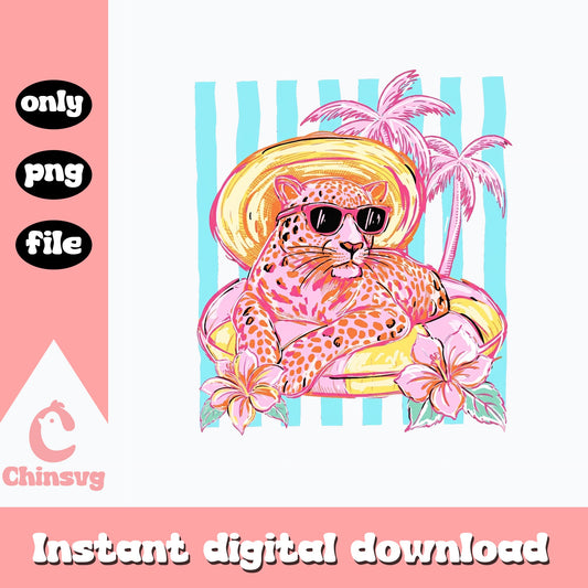 Leopard Summer Beach PNG, Tropical Cheetah Shirt, Summer PNG