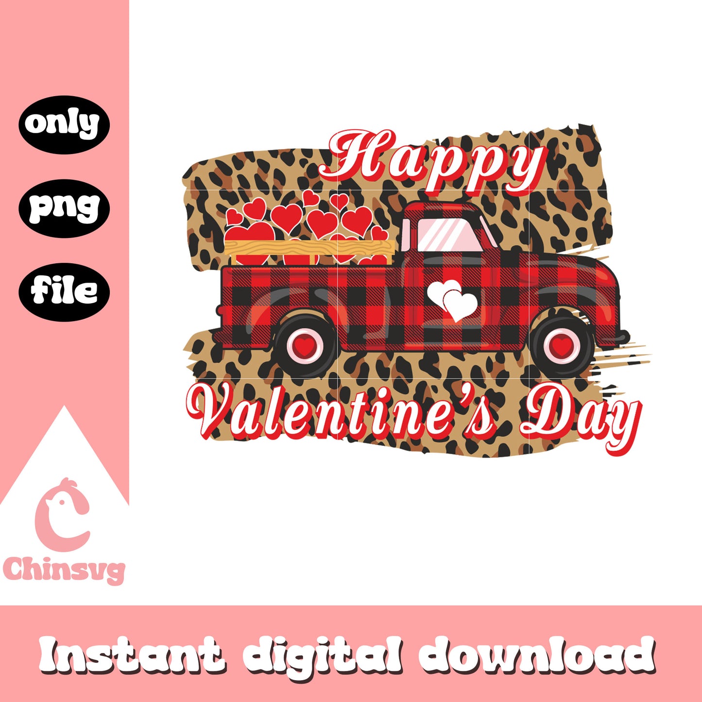 Leopard skin car valentine png, heart valentine's day​ png
