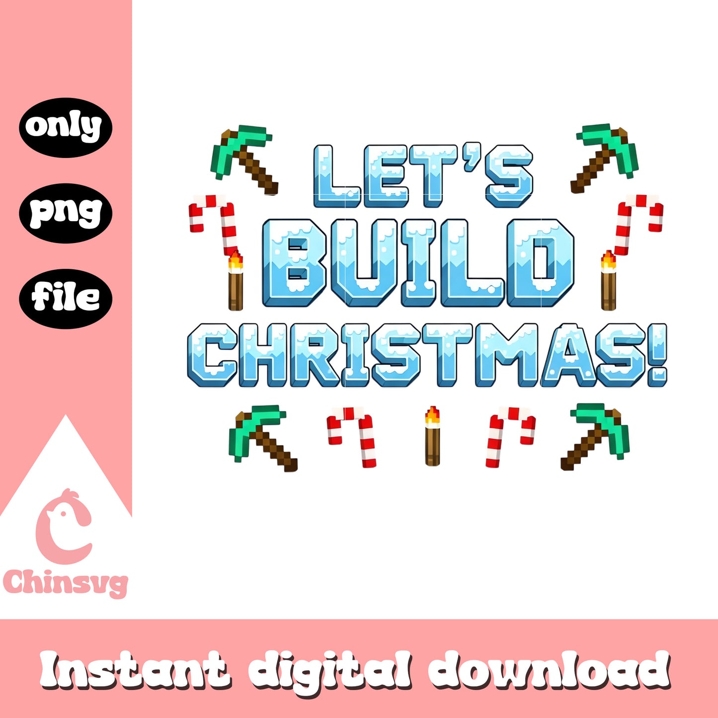 Let's build christmas png, christmas minecraft png