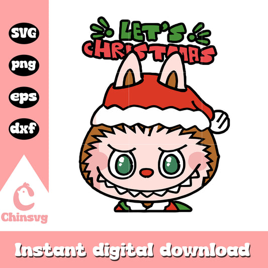 Let's christmas labubu cute doll design svg, christmas svg