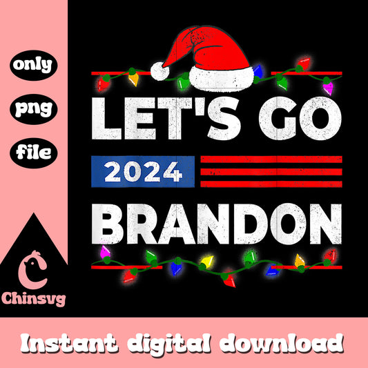 Let's go brandon 2024 logo christmas png, christmas lights png