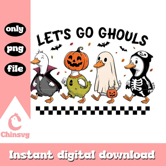 Let's go ghouls goose halloween design png, halloween art png