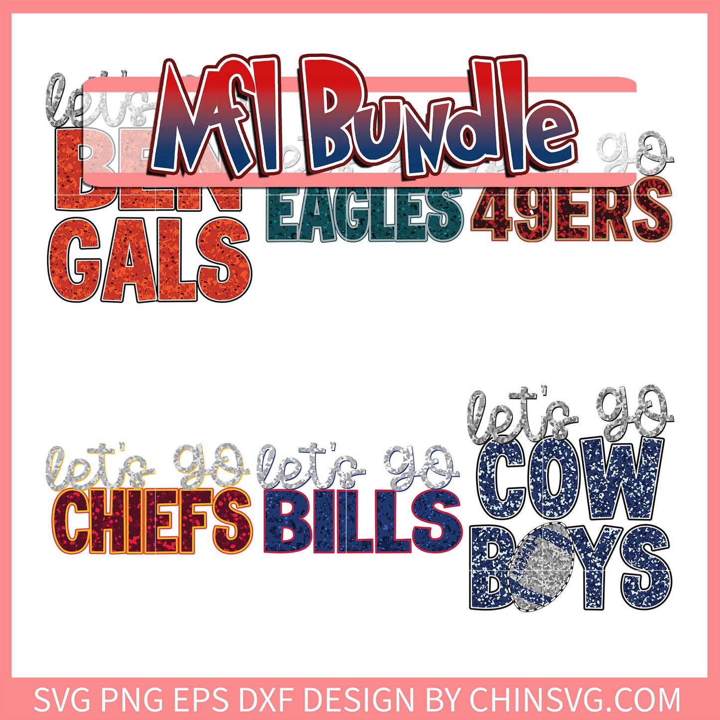 Let's go nfl teams bundle svg, nfl power rankings svg