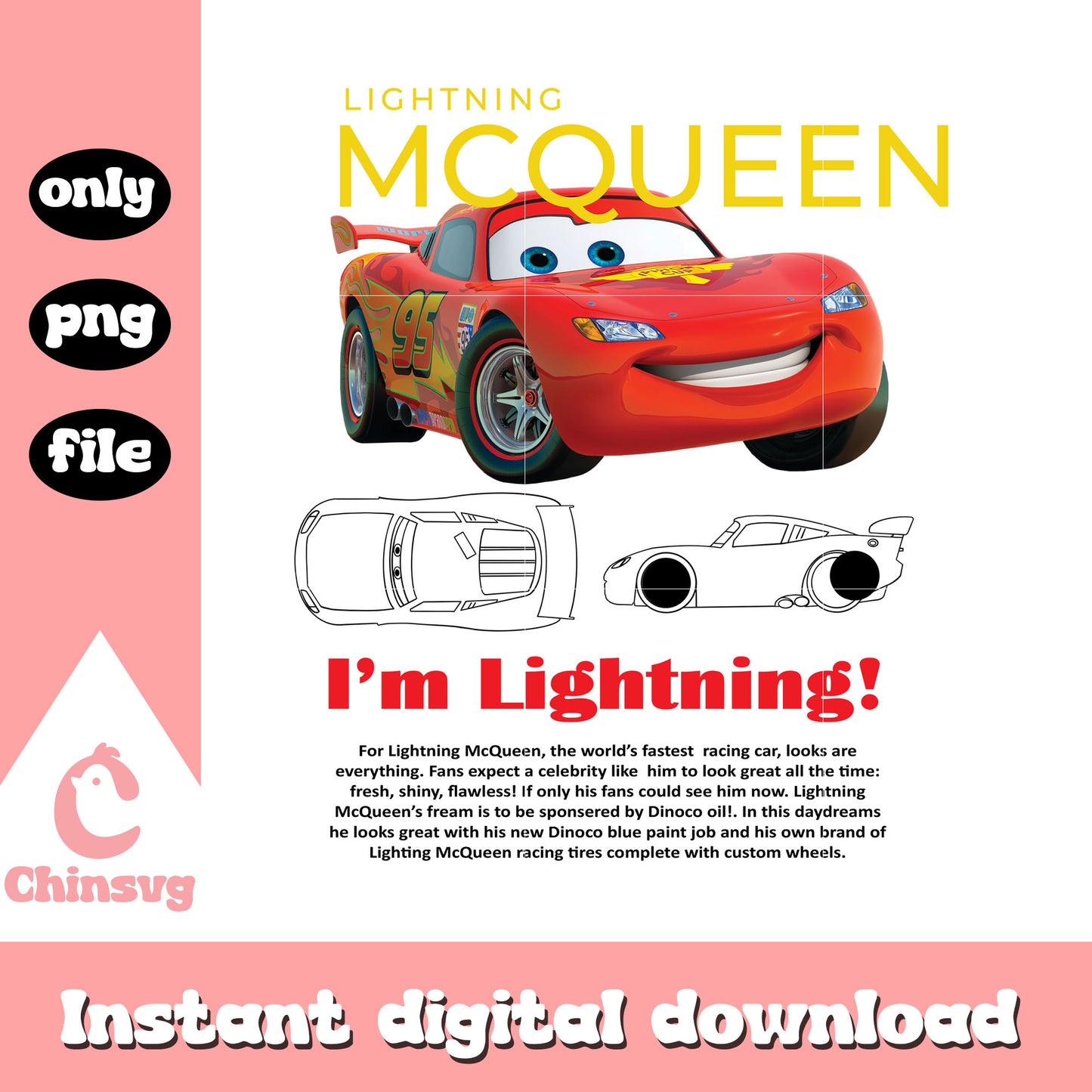 Lighting mcqueen i'm lightning png, lighting mcqueen disney png