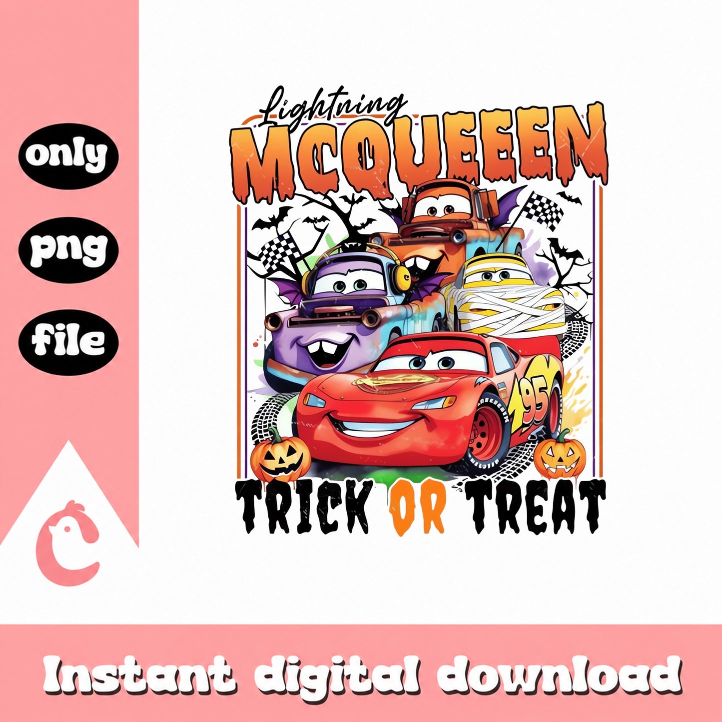 Lightning McQueen Halloween PNG, Trick Or Treat, Disney Cars PNG