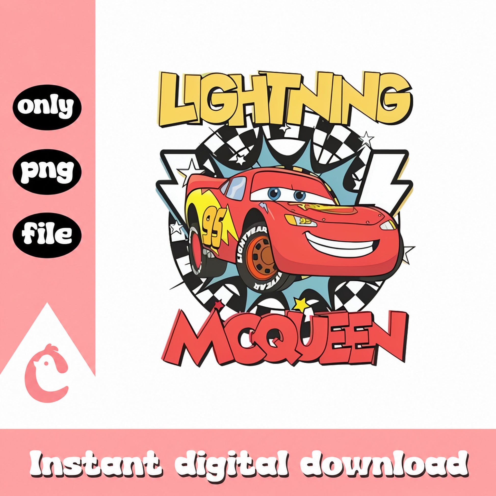 Lightning McQueen PNG, Disney Cars Clipart, Instant Download PNG