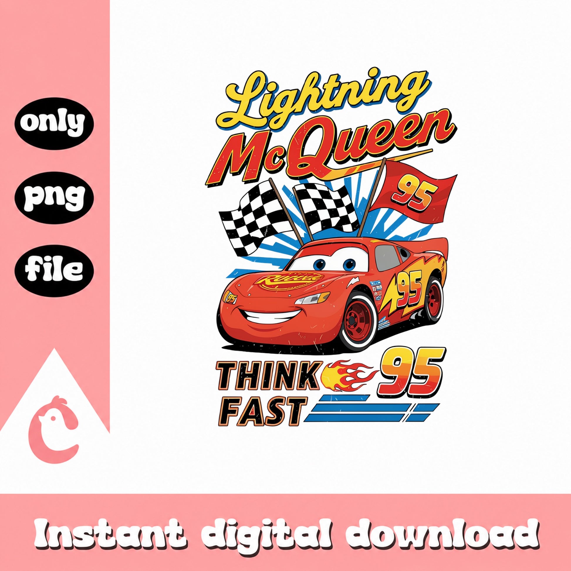 Lightning McQueen SVG PNG, Disney Cars SVG, Think Fast PNG