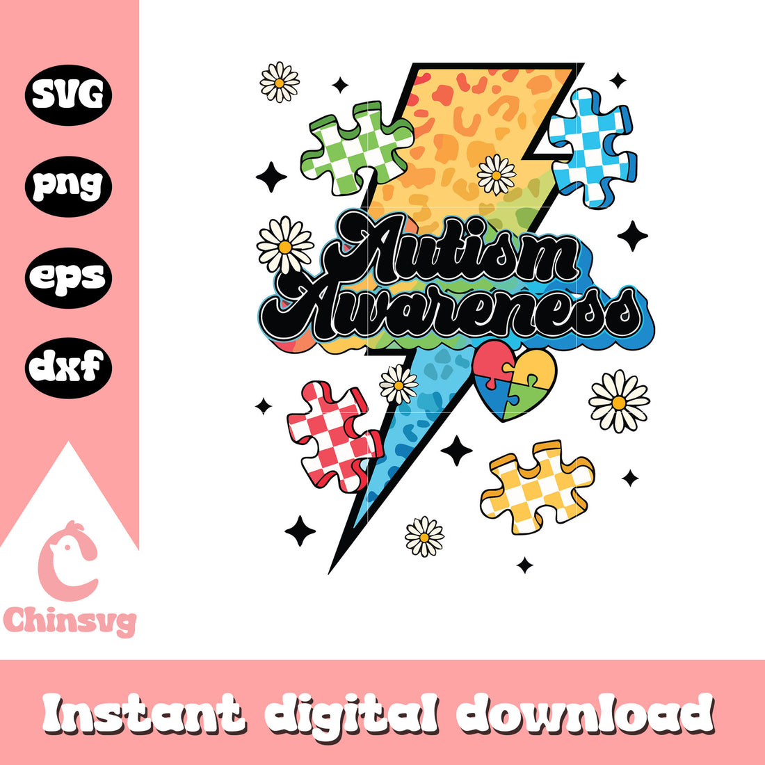 Lightning bolt autism awareness svg, autism awareness day svg – Chinsvg