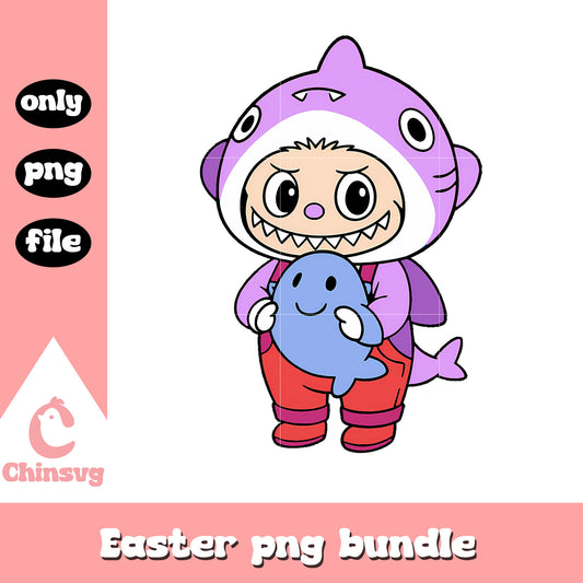 Light purple baby shark labubu cute doll drawing png, labubu png