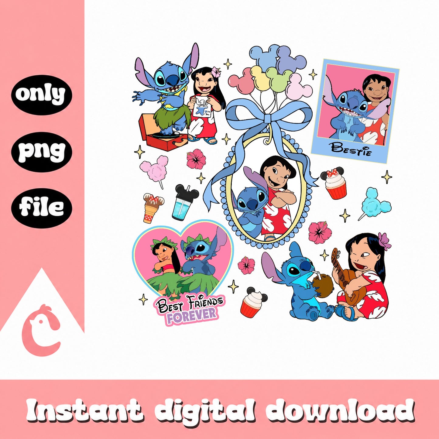 Lilo And Stitch Best Friends PNG Bundle, Disney PNG, Stitch PNG