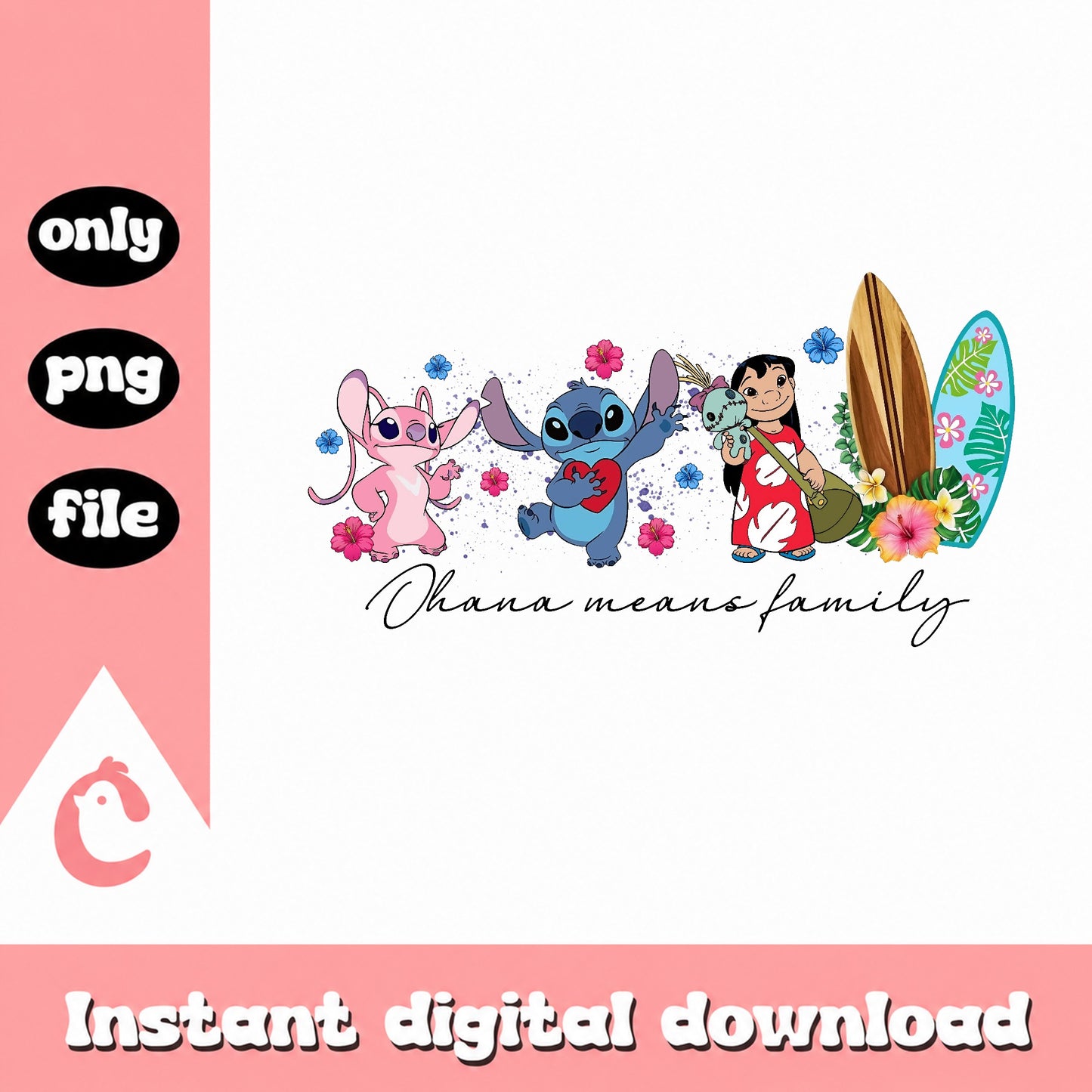 Lilo And Stitch Ohana Means Family PNG, Disney Stitch PNG, Stitch Angel PNG