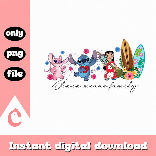 Lilo And Stitch Ohana Means Family PNG, Disney Stitch PNG, Stitch Angel PNG