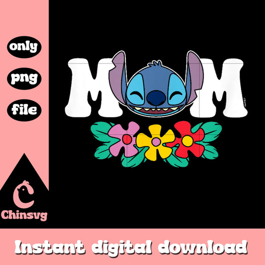 Lilo & Stitch Mom Floral Flowers png, stitch mom day png