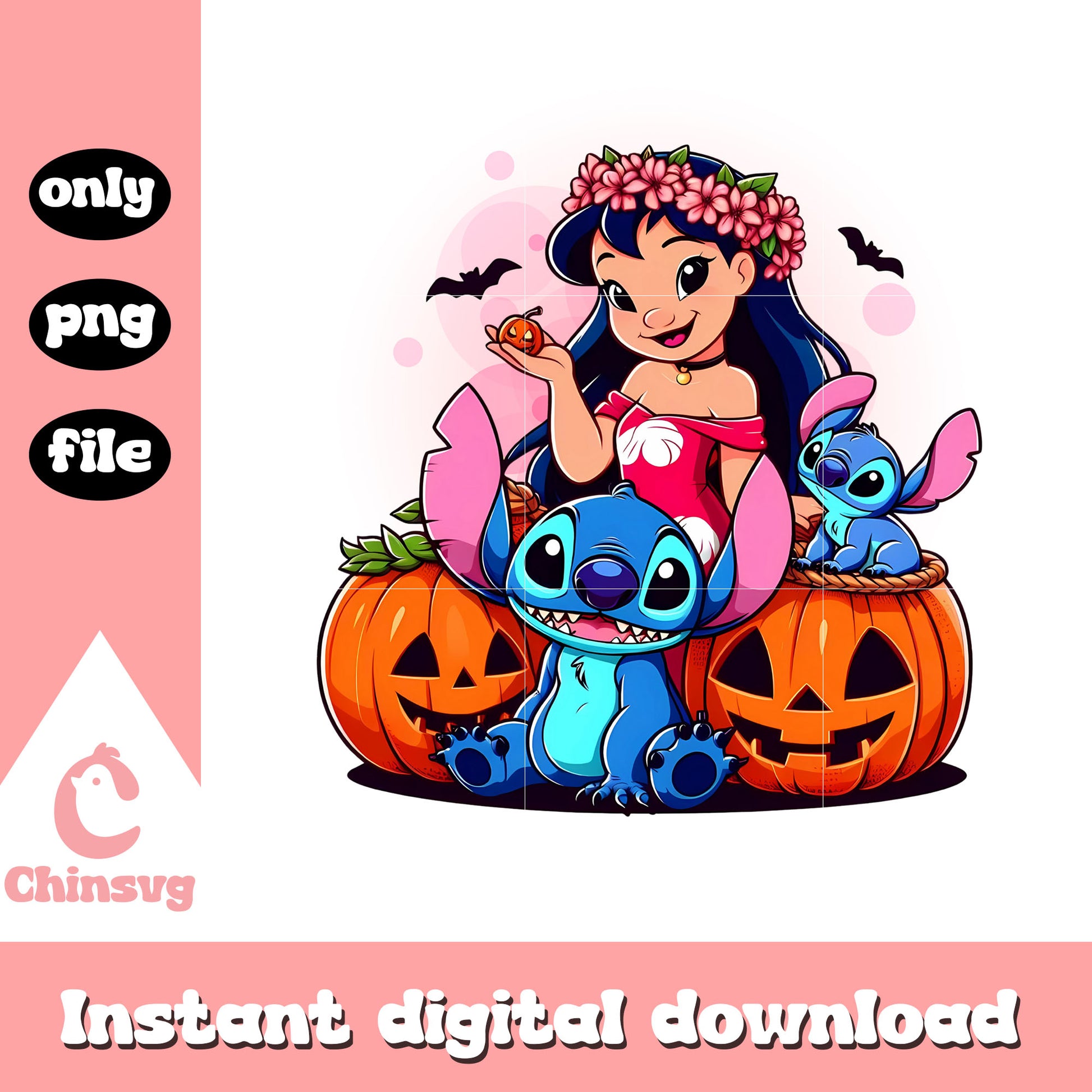 Lilo and stitch halloween png, disney movie characters png