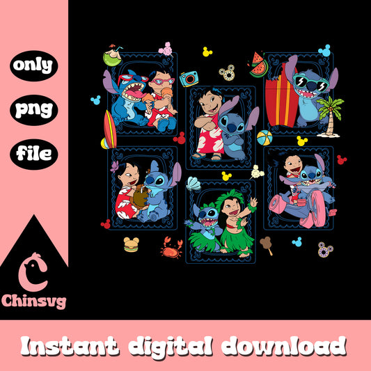 Lilo and stitch multi pose picture png, lilo and stitch png