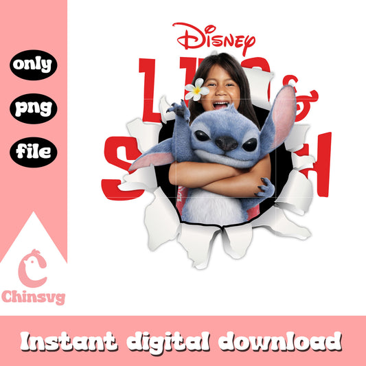 Lilo hug Stitch Tearing Through Paper png, Lilo hug Stitch png
