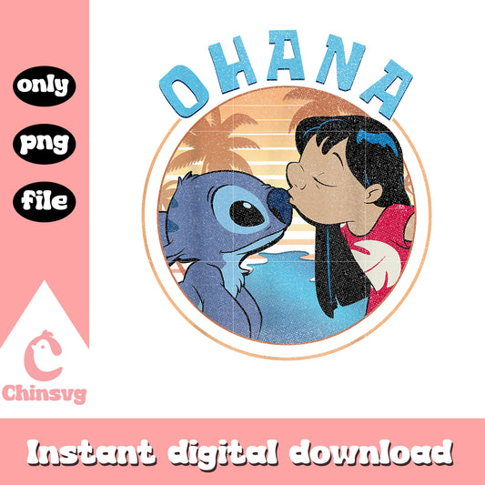 Lilo kissing Stitch Ohana Portrait png, lilo and stitch png
