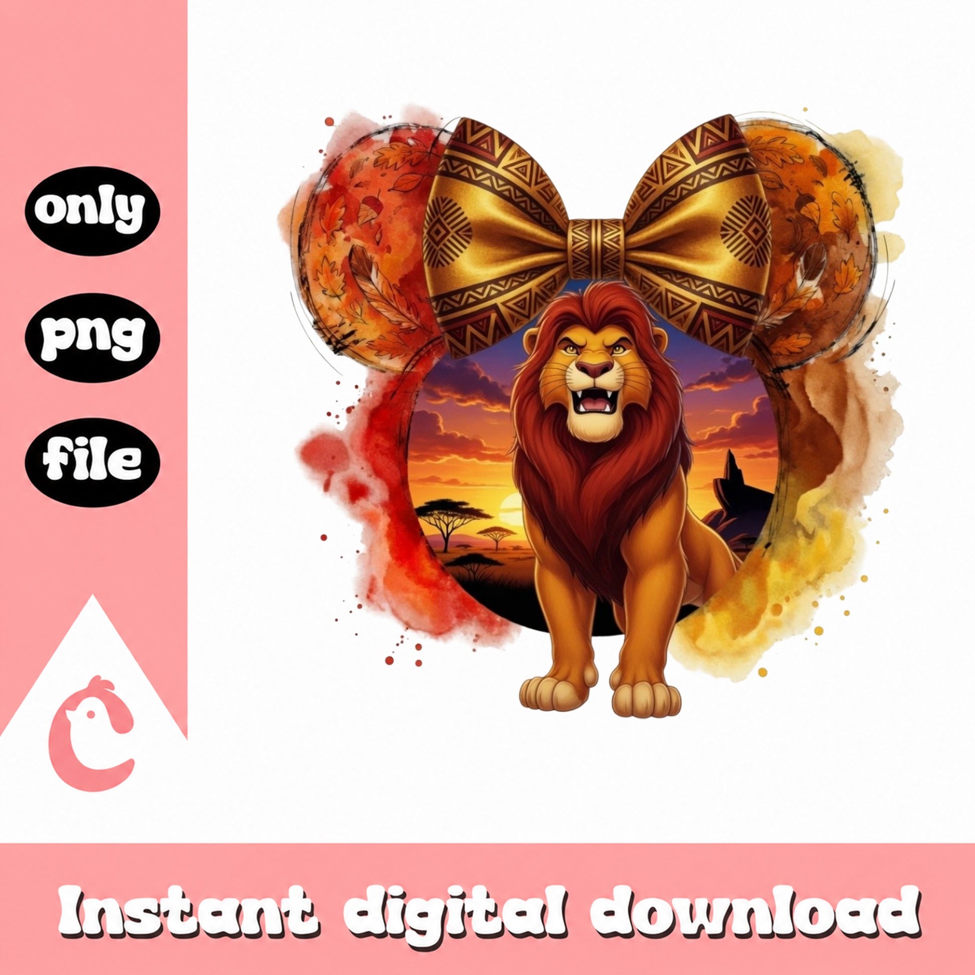 Lion King Simba Mickey Ears PNG, Disney Fall PNG, Minnie Bow PNG
