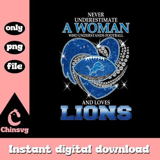 Lions blue heart women png, detroit lions football​​ png