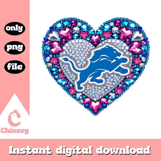 Lions diamon haert blue png, detroit lions logo​​ png