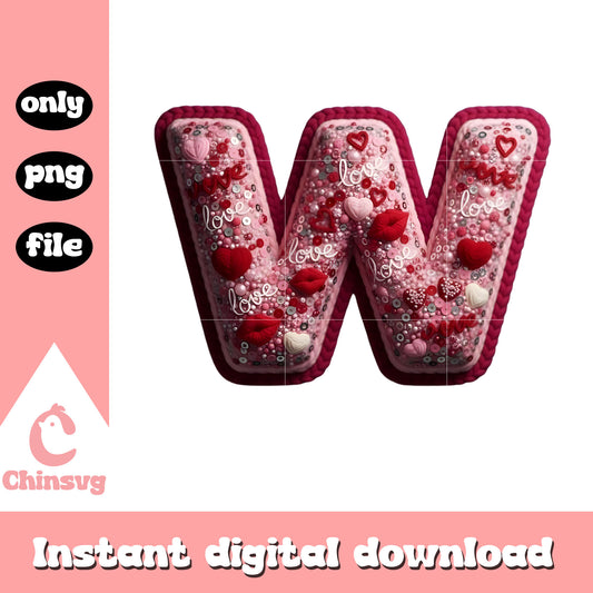 Lips alphabet crochet valentine png, valentine's day alphabet png