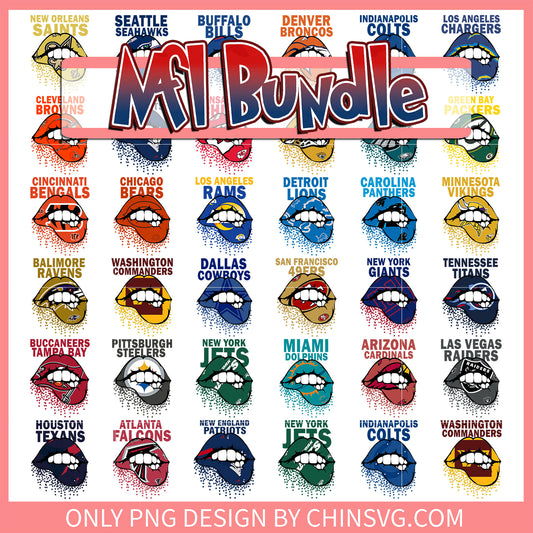 Lips nfl logo design bundle png, list of the 32 nfl teams​ png
