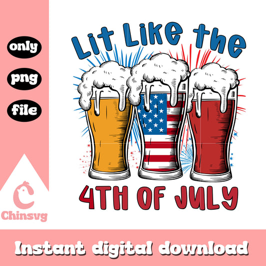 Lit like the 4th of july design png, 4th of july beer png  