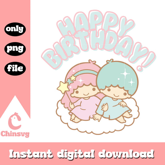 Little Twin Stars head happy birthday png, happy birthday png