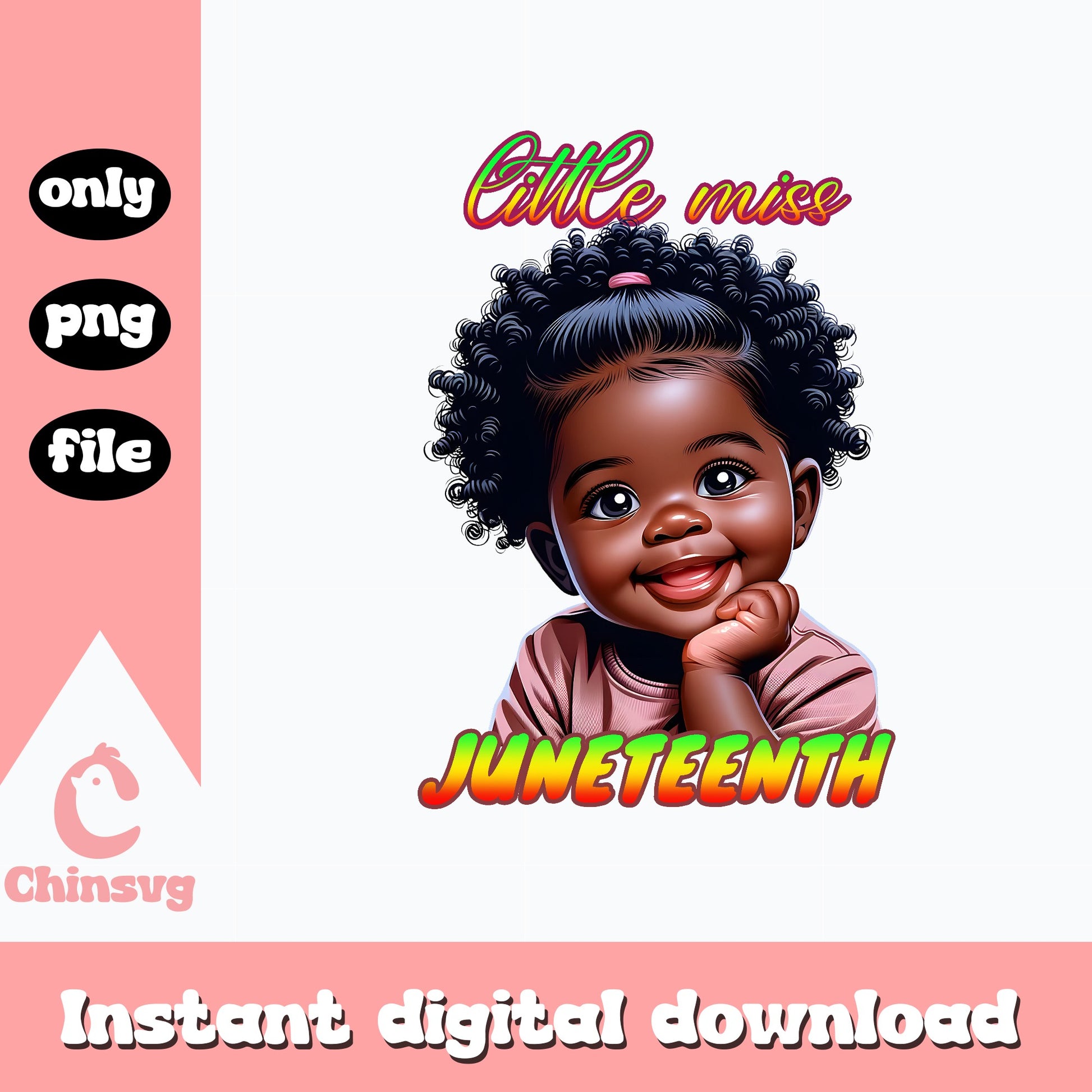 Little Miss Juneteenth PNG, Black Girl Juneteenth, Cute Girl PNG